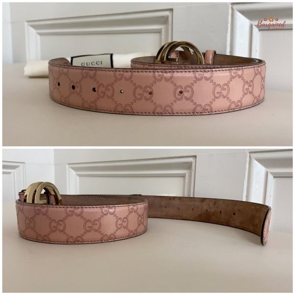 Authentic Gucci Pink Guccissima Leather Gold Interlocking G Buckle Belt 90/36 - Picture 11 of 13